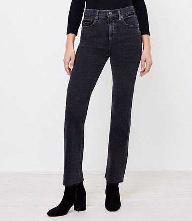 Straight Leg Jeans in Washed Black Wash