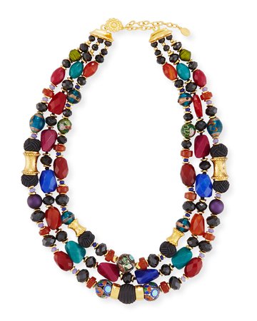Jose & Maria Barrera 19" Three-Strand Mixed Bead Necklace