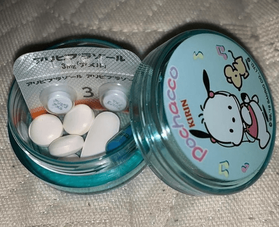 blue sanrio pill case