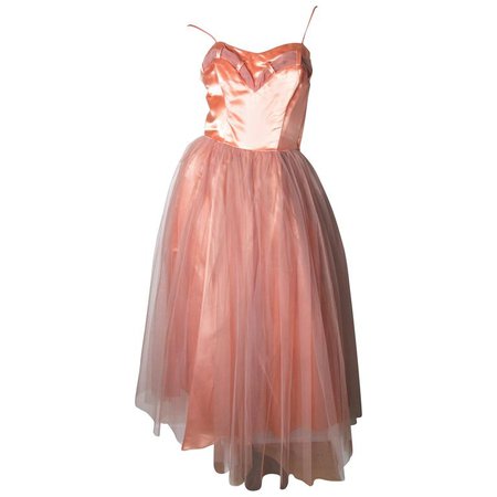 Tulle and Satin Dress with Jacket, 1950s For Sale at 1stdibs