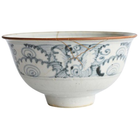 Chinese Antique Bowl / 1300s-1500s / Kintsugi Tableware/Rice Bowl For Sale at 1stDibs