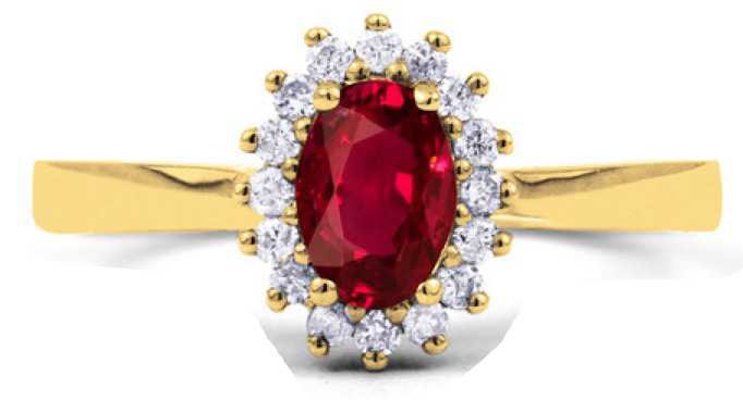 Ruby Gold Ring with Diamonds
