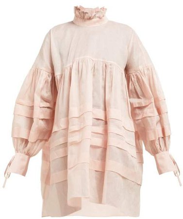 Cecilie Bahnsen - Alberte Cotton Organdy Mini Dress - Womens - Light Pink
