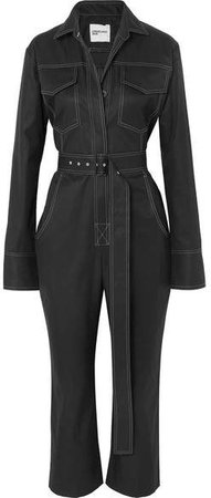 Orseund Iris - Workwear Belted Cotton-gabardine Jumpsuit - Black