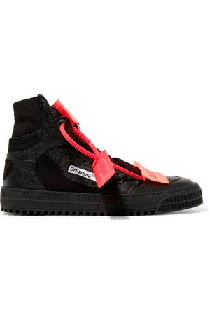 Off-White | Appliquéd logo-embellished textured-leather and mesh sneakers | NET-A-PORTER.COM
