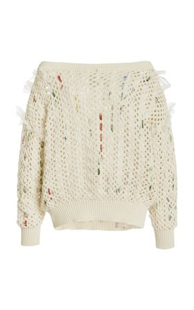 Crocheted Silk-Cotton Off-The-Shoulder Top By Oscar De La Renta | Moda Operandi
