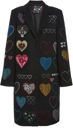 Libertine Hearts Embellished Stretch-Wool Coat