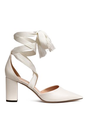 Court shoes with ties - White - | H&M US