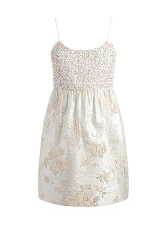 Tibby Embellished Baby Doll Dress In Off White | Alice And Olivia