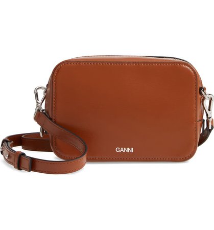 Ganni Textured Leather Camera Crossbody Bag | Nordstrom