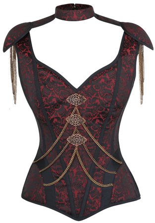 burgundy and gold corset