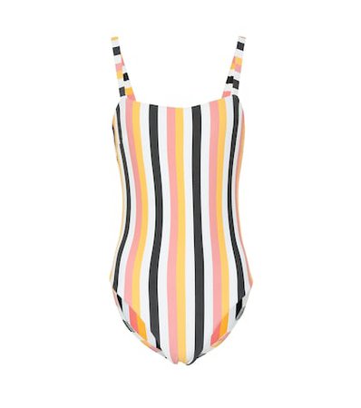 Classic Square Neck striped swimsuit