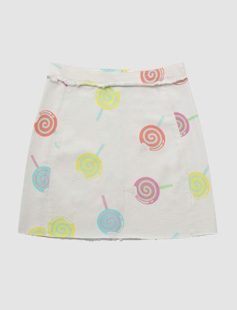 Color Lollipop Denim Skirt - Cider