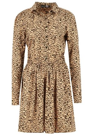 Tall Leopard Shirt Dress | boohoo brown