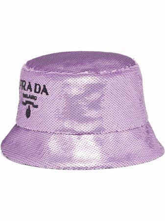 Shop Prada logo-embellished sequined bucket hat with Express Delivery - FARFETCH