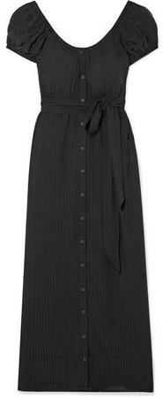 Beatrix Off-the-shoulder Striped Tencel Maxi Dress - Black