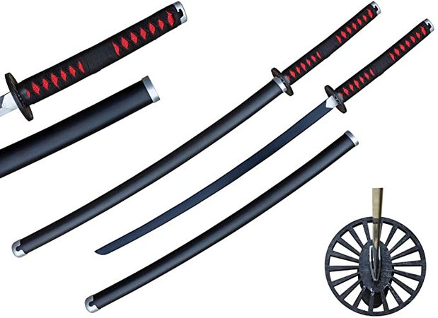 Amazon.com: 41" Metal Fantasy Samurai Replica Demon S. Sword Tanjiro Black Sword: Toys & Games