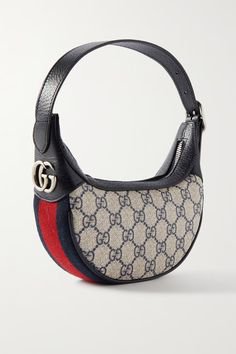 Gucci - Blue Ophidia mini webbing-trimmed textured-leather and printed coated-canvas shoulder bag | GUCCI