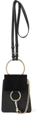 Faye Bracelet Leather And Suede Shoulder Bag - Black