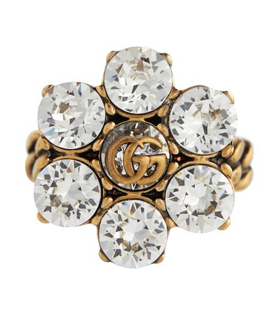 Gucci - Double G floral embellished ring | Mytheresa
