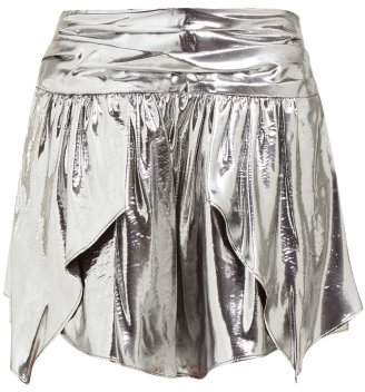 Kira Metallic Silk Blend Mini Skirt - Womens - Silver