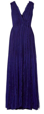 Collection - Plissé-silk Chiffon Gown - Purple