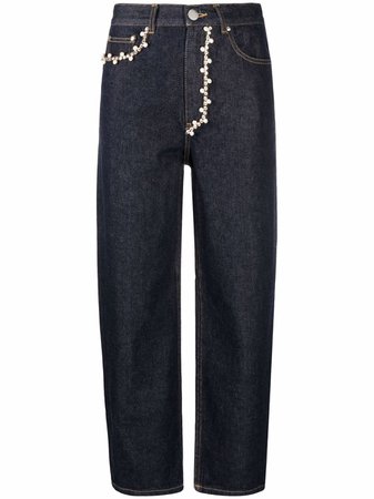 Shop AREA cropped straight-leg jeans with Express Delivery - FARFETCH