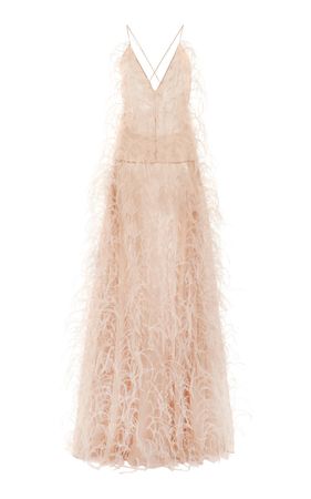 Feather-Embellished Chiffon Gown By Valentino | Moda Operandi