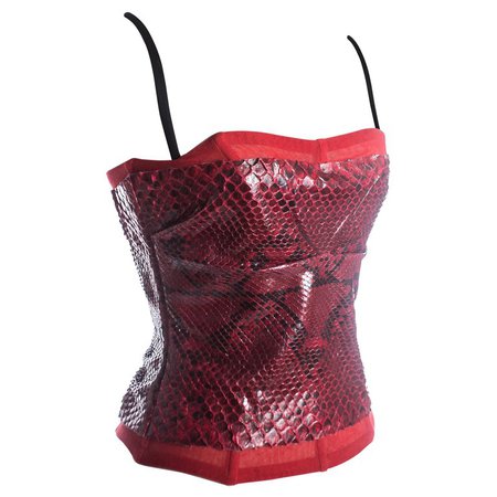 Dolce and Gabbana blood red python corset with black bra, S/S 2005 For Sale at 1stdibs