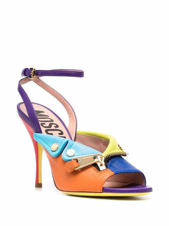 Shop Moschino colour-blocked biker-jacket stiletto sandals with Express Delivery - FARFETCH