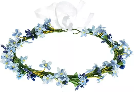 Amazon.com: Funsveta Flower Girl BOHO Floral Crown Wreath Flower Girl Headpiece Flower Crown with Adjustable Ribbon (Blue) : Clothing, Shoes & Jewelry