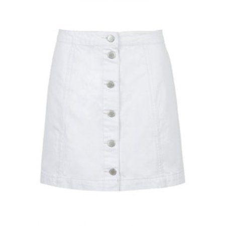 white button skirt denim