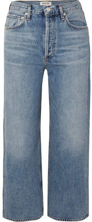 AGOLDE - Ren Cropped High-rise Wide-leg Jeans - Mid denim