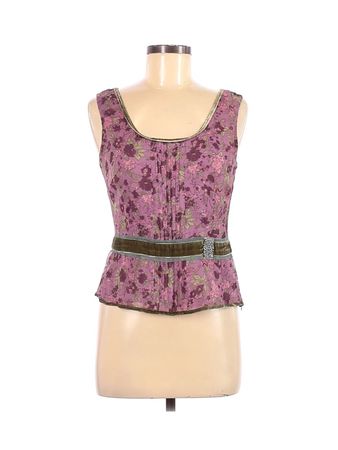 Intuitions 100% Silk Floral Purple Sleeveless Silk Top Size 4 - 81% off | thredUP