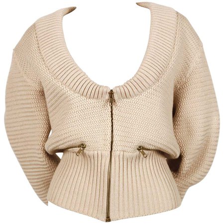 1985 AZZEDINE ALAIA heavy knit cardigan sweater jacket with zippers