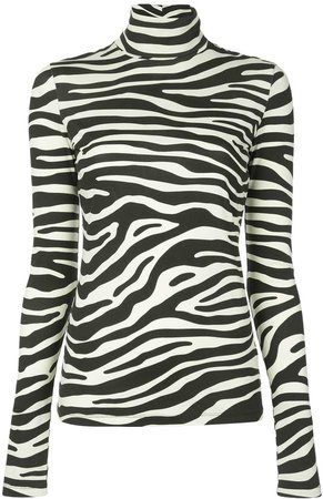 White Label Zebra Print Jersey Long Sleeve Turtleneck