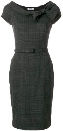 PRE-OWNED plaid belted fitted dress