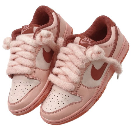 pink sneakers fluffy laces
