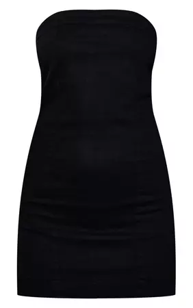 Black Bandeau Mini Denim Dress | Denim | PrettyLittleThing USA