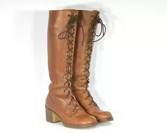 1970s Zodiac Cognac Leather Lace up Boots Size 7 1970s - Etsy
