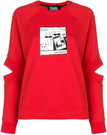 Manga print spliced sleeve sweatshirt