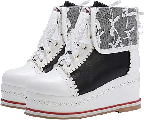 Amazon.com | Caradise Womens Sweet Boots Cosplay Lace Up Platform wedge Booties | Ankle & Bootie