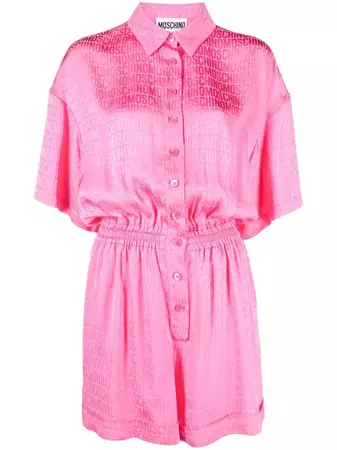 Moschino | Pink Playsuit with Leaf-Print - Farfetch