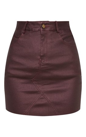 Eviane Black Coated Denim Skirt | PrettyLittleThing USA