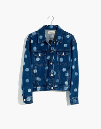 The Boxy-Crop Jean Jacket: Polka Dot Edition blue
