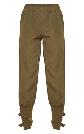 Khaki Buckle Cuffed Cargo Trouser | Trousers | PrettyLittleThing USA