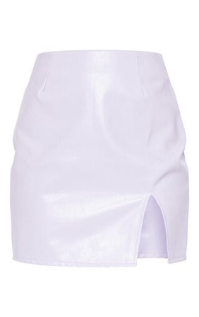 Lilac Faux Leather Split Hem Mini Skirt | PrettyLittleThing USA