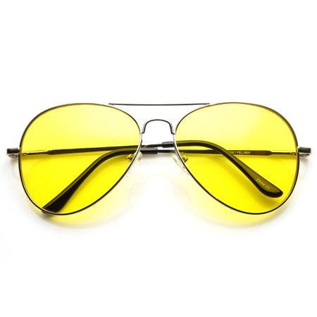 Retro Metal Aviator Sunglasses Yellow Driving Lens - zeroUV
