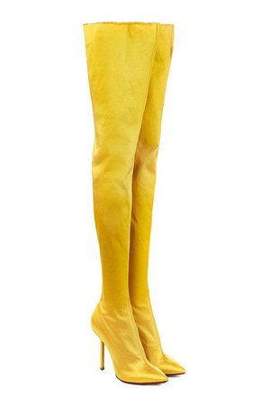 Vetements Thigh High Satin Boots In Yellow | ModeSens