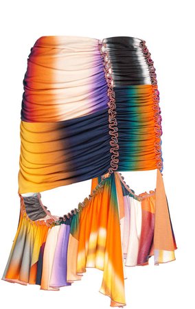 MUGLER Rainbow Degrade Jersey Draped Skirt Size: XS